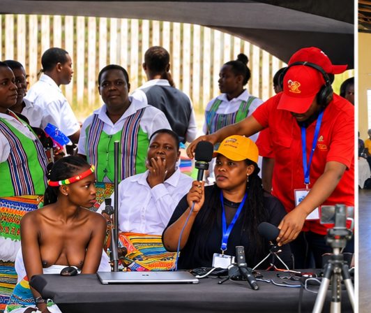 Participants working together at a programme